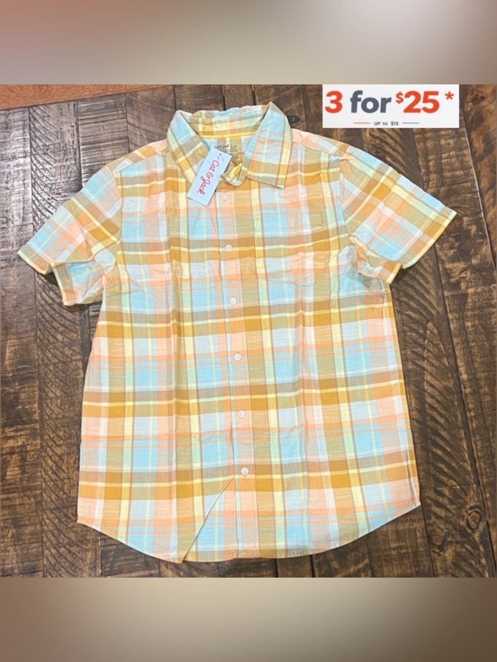 Cat & Jack Multicolor Plaid Short Sleeve Shirt